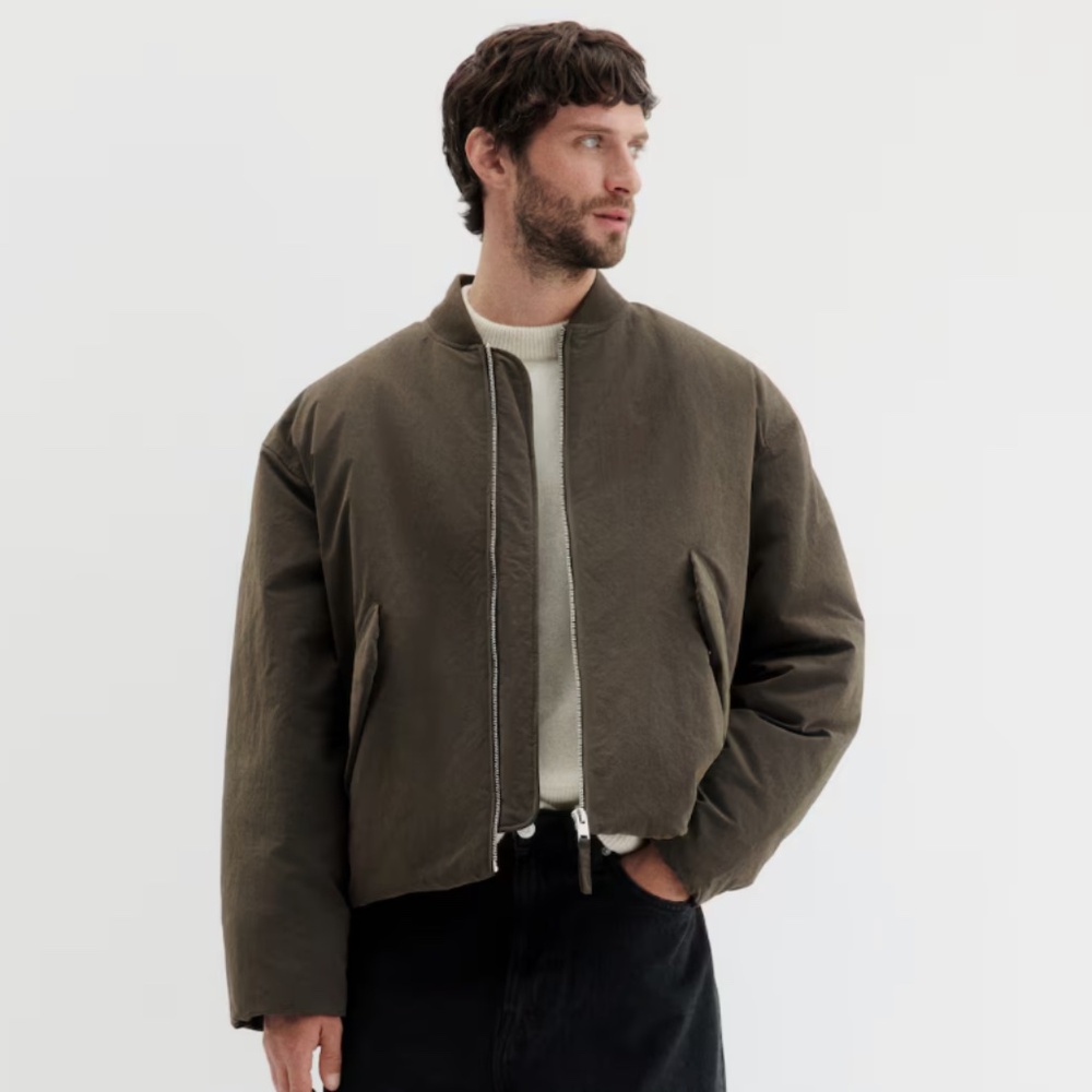 H&M LOOSE-FIT NYLON BOMBER JACKET - Size: Large